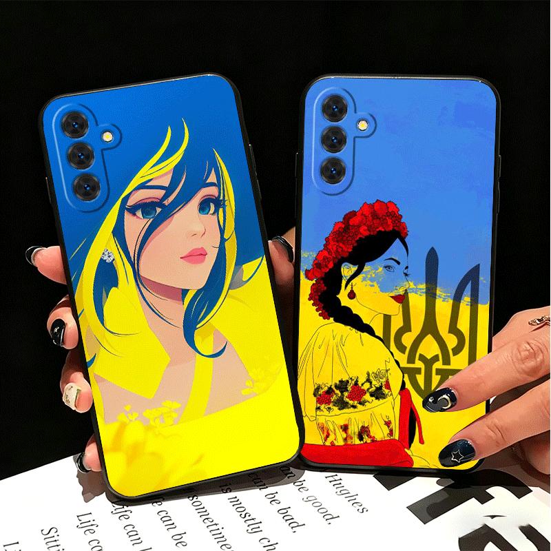 Blue Yellow Ukrainian Girl Soft Phone Case for Samsung A17 A37 A57 A16 A26 A36 A56 A15 A25 A35 A55 A14 A24 A34 A54 A13 A23 A33 A