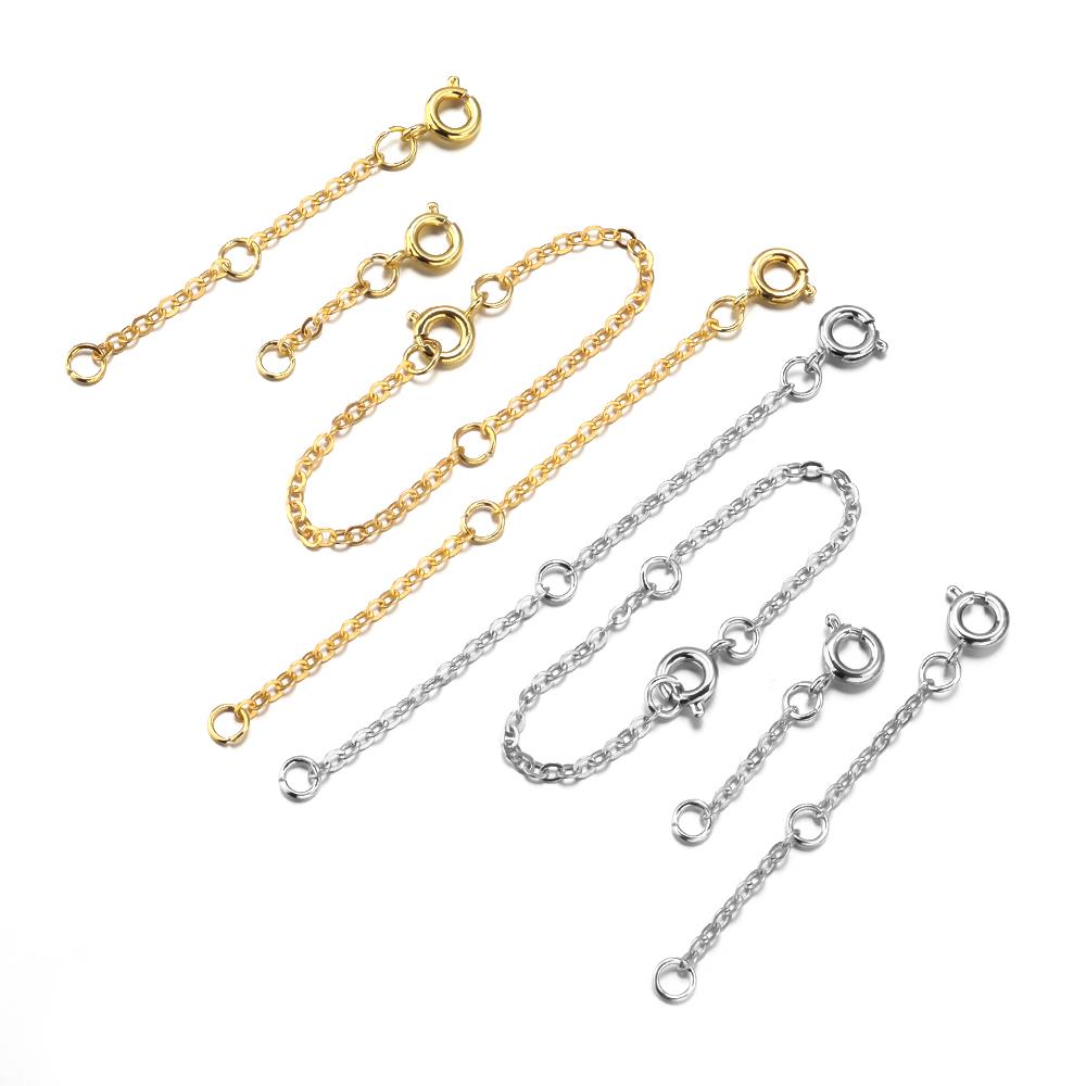 3 strip/set Extension Chain Adjustable Link Chains 4 Size Spring Buckle Necklace Bracelet Chain Extension for Jewelry Making
