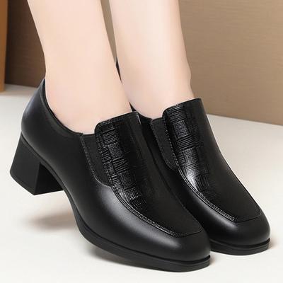 Mote britisk stil vintage dype blokkhæler myke skinnsko dame loafers 2024 våren Pustende svart plattform for kontor daglig