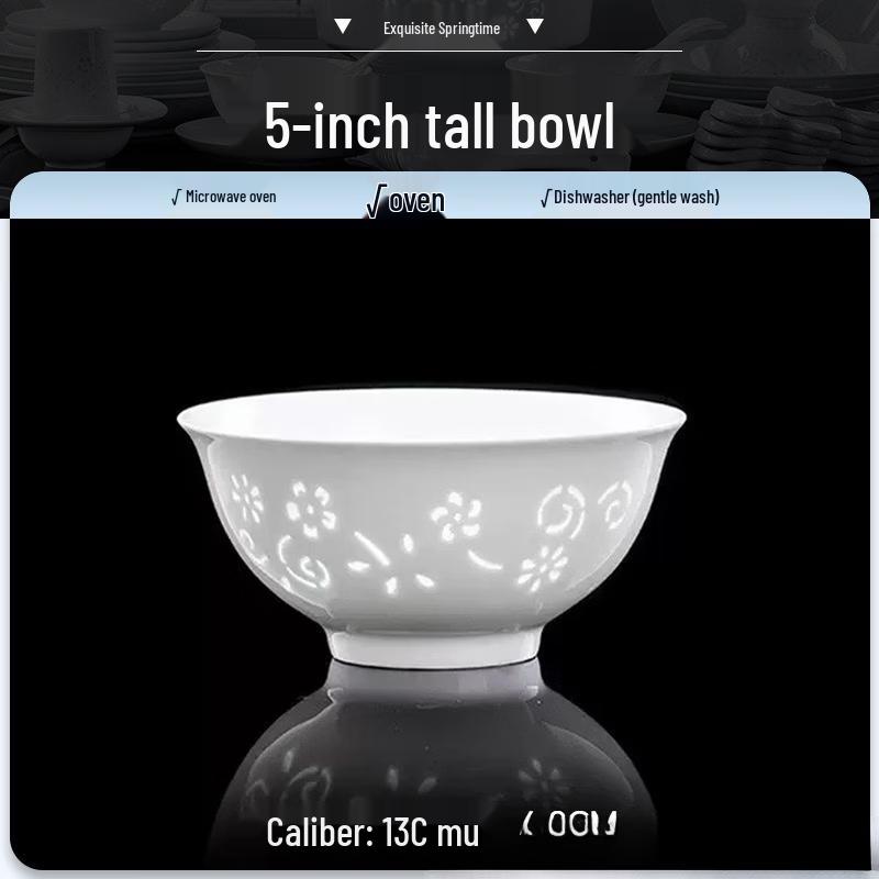 Jingdezhen High White Porcelain Underglaze Spring Design High-footed Bowl