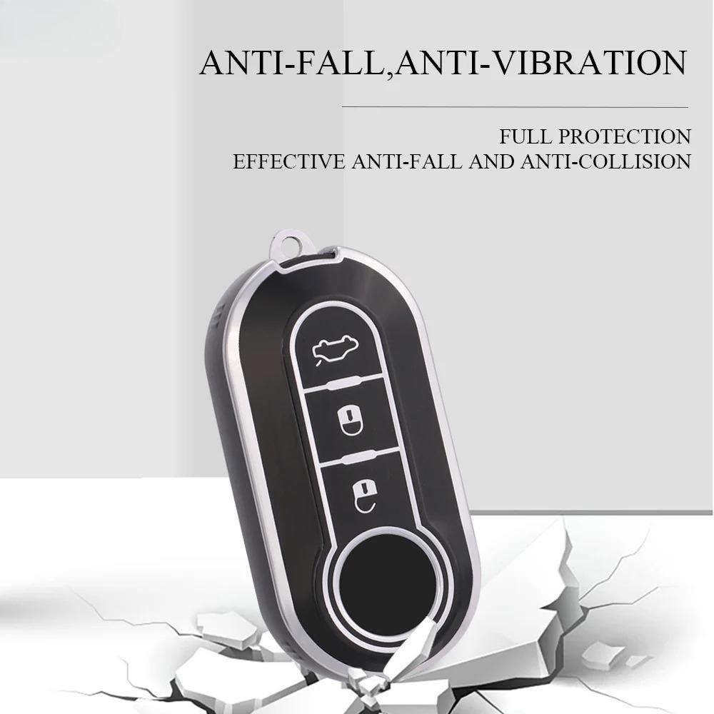 TPU Car Flip Key Case Cover Shell for FIAT 500 Ducato Punto Panda Lancia Musa for Citroen Jumper Peugeot Boxer Accessories