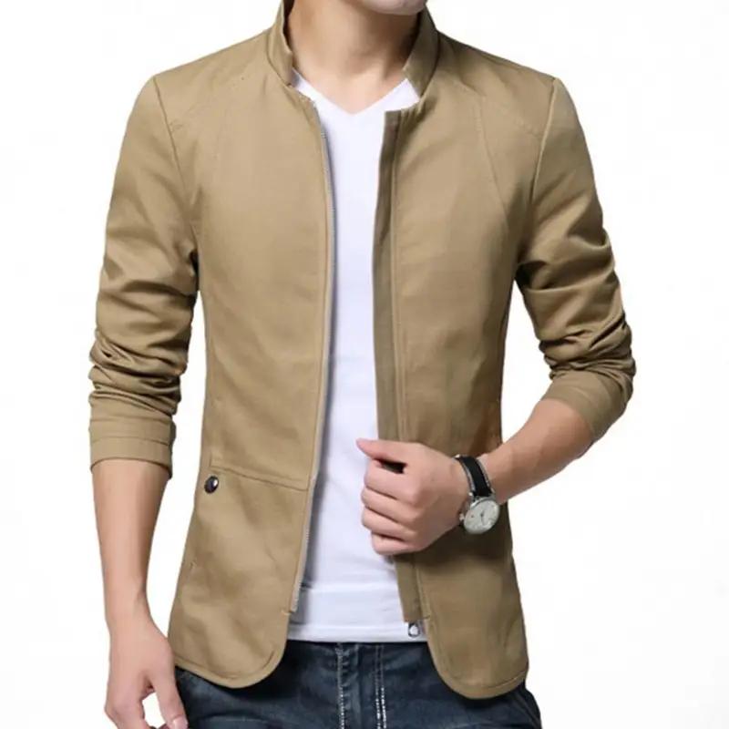 

Мужская мода Slim Fit пальто куртка однотонный воротник деловой формальный на молнии пальто куртки топы мужская одежда S хаки