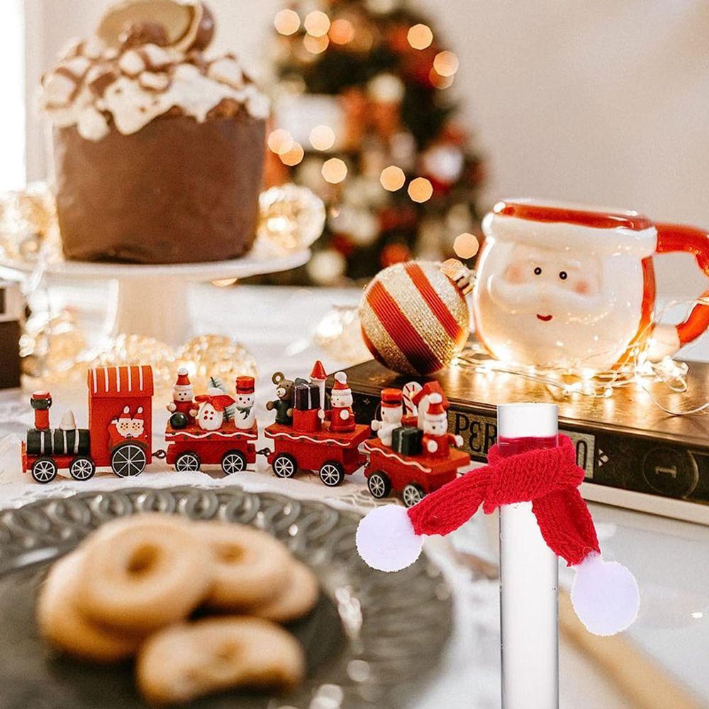 10pcs DIY Christmas Mini Knitting Doll Hats Ornaments Mini Wool Hat  Christmas Ornaments