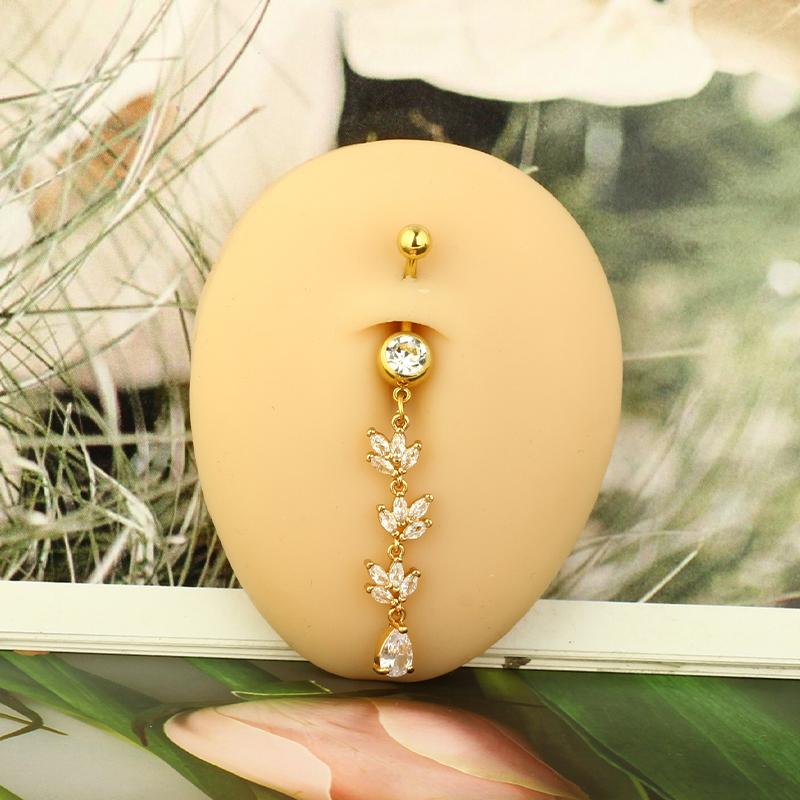 1pc Golden Belly Button Rings Pack Stainless Steel Long Dangling Navel Belly Piercing Jewelry For Women 14G Belly Bar Kit Stud