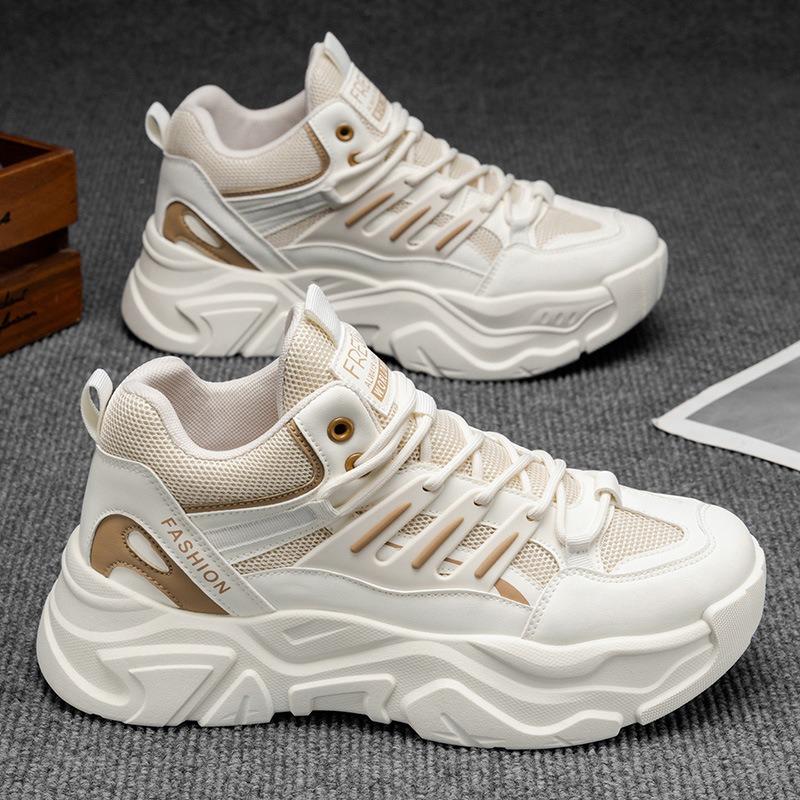 Autumn men's shoes new breathable sports shoes men's trendy versatile thick-soled heightening casual running shoes men's