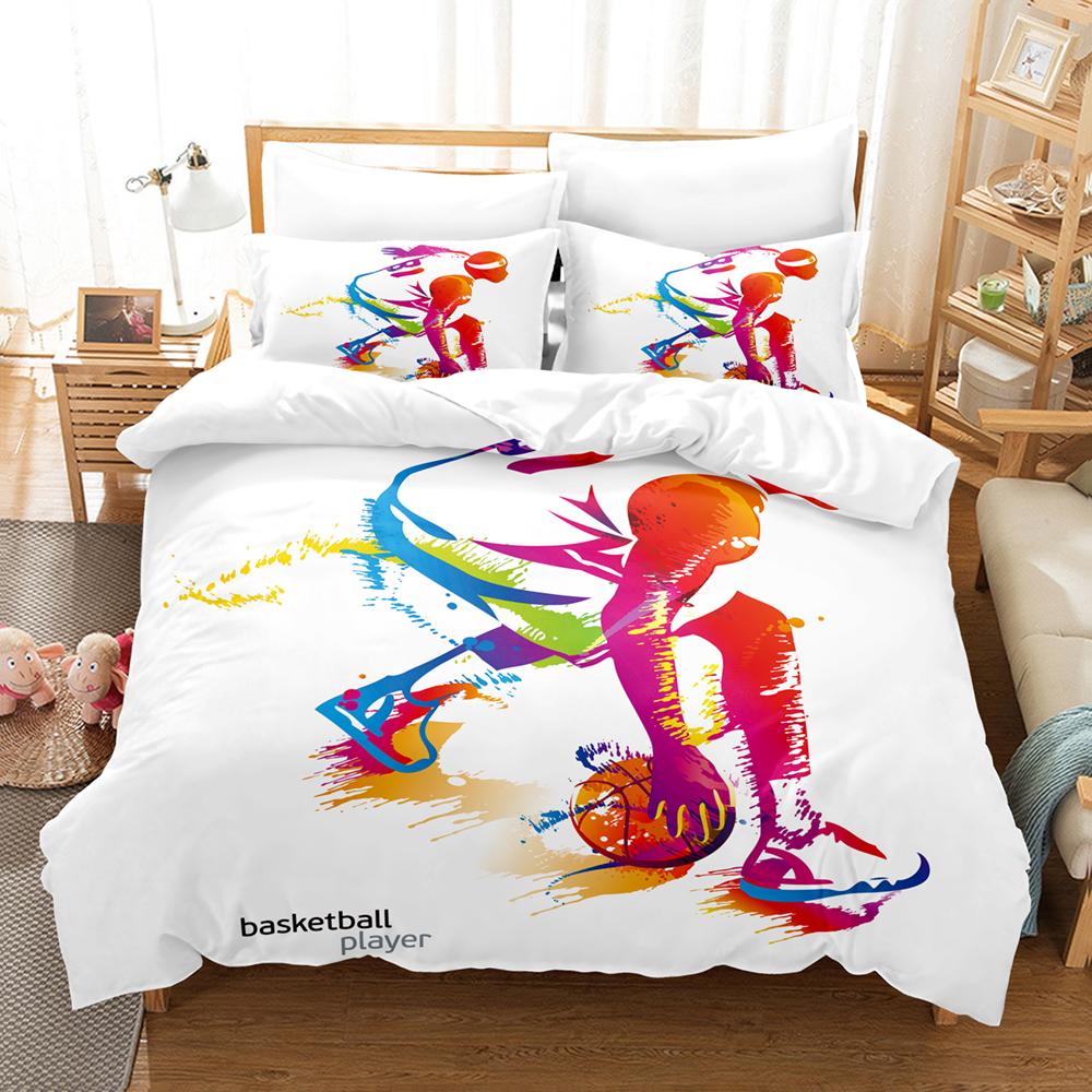 Basketball Duvet Cover Set Queen,Sports Gaming Comforter Cover For Boys Girls,Black Graffiti Bedding Set Sports Bedspread Cover