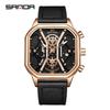 SANDA Trendy Men's Square Quartz Watch - Fashionable Multi-Function Calendar Wristwatch