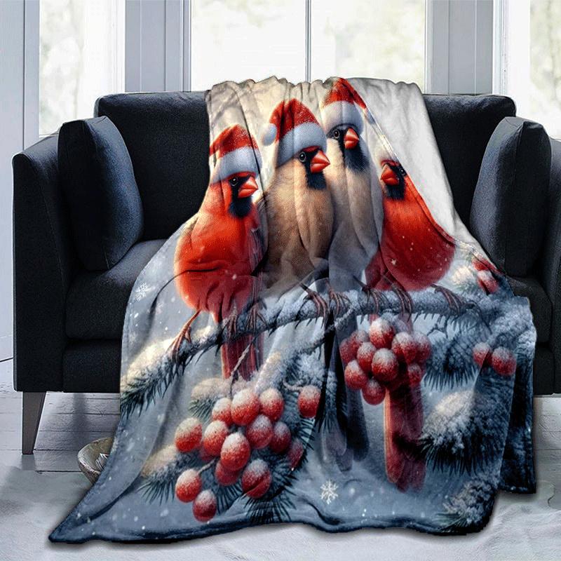 1pc Merry Christmas Printing Lightweight Flannel Blanket, Comfortable and Warm Blanket, for Camping Sofa Bed and Couch Office, Suitable for G