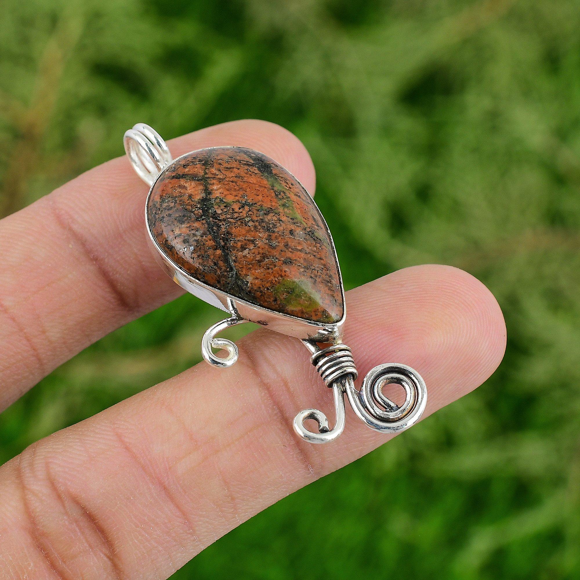 

Daughters Day Deal 925 Silver Grass Garnet Gemstone Elegant Wife Wedding Pendant