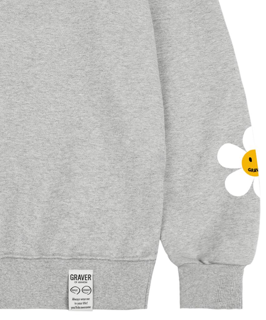 GRAVER [Unisex] Multi Flower Dot Smile Sweatshirt_Gray