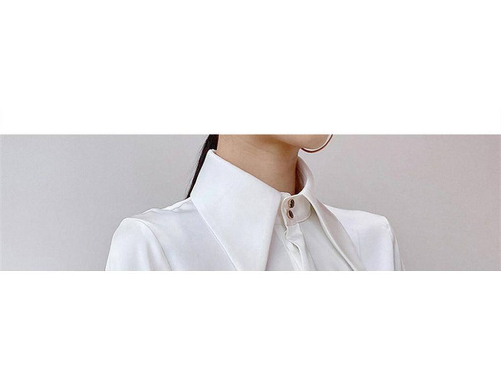 Women's High-End Satin Shirt with French Pointed Collar - Long Sleeve, Stylish Spring/Autumn Top