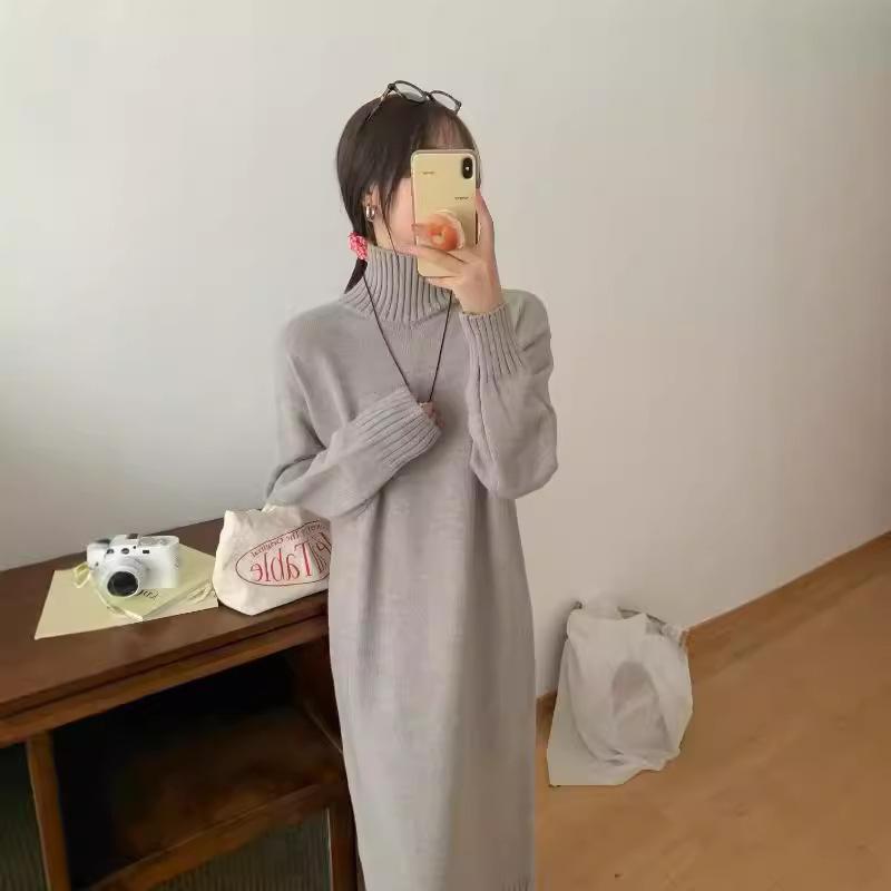 New autumn and winter knitted dress loose big board temperament lazy bottoming shirt sweater women