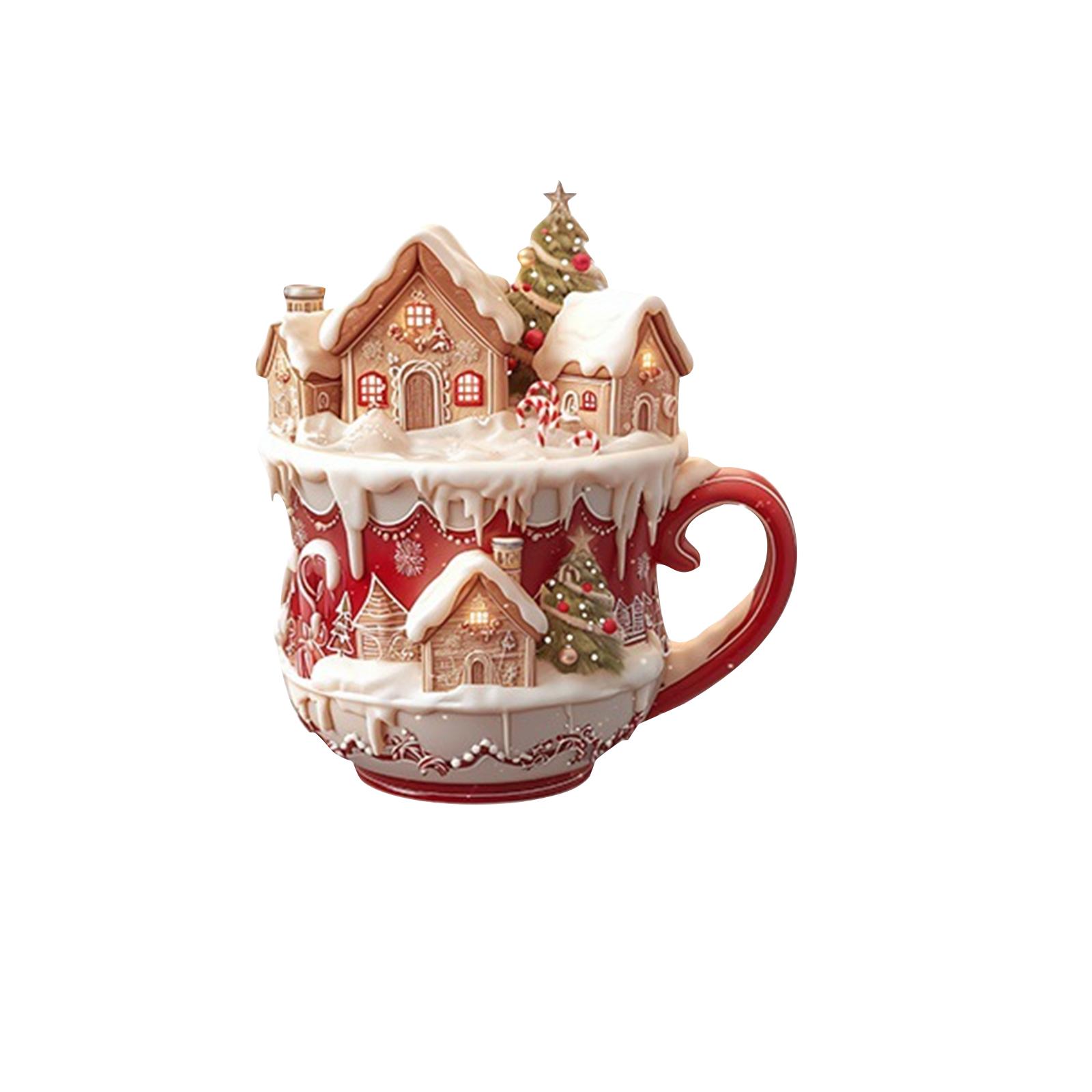 

2D Акриловая Рождественская Чашка-домик со снегом Подходит для брелоков, аксессуаров для зеркала заднего вида автомобиля, рюкзака One Size