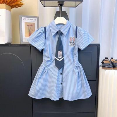 Mädchen Preppy Polo Kragen Sommerkleid - 2025 Neue Kollektion, Kurzarm Hemdkleid für Kinder