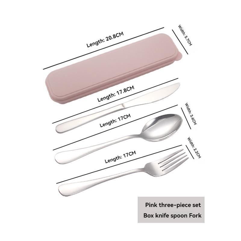 Portable Stainless Steel Cutlery Set with Storage Box, Fork, Spoon, Knife, Travel & Camping Tableware