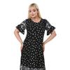 Women's Plus Size White Butterfly Polka Dot Pocket Dress With Ruffle Skirt