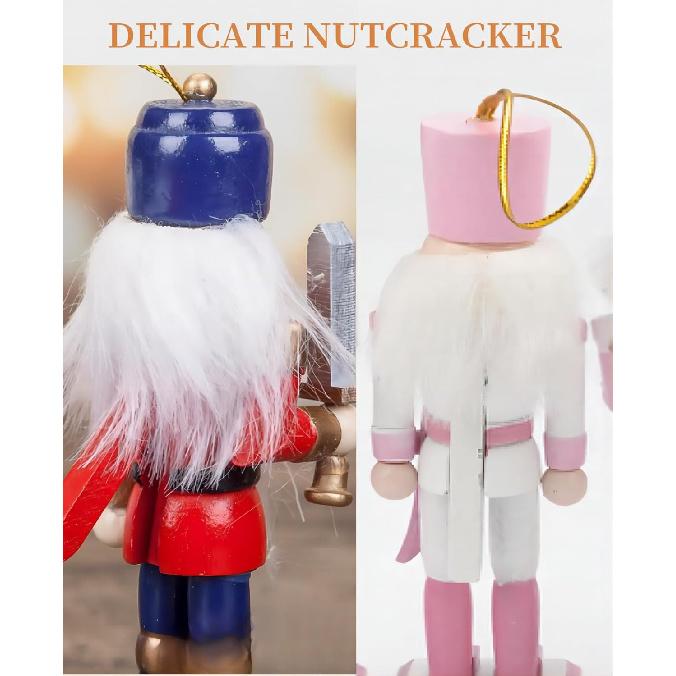 12 PCS Christmas Nutcracker Ornament Set, 4.7Inch Nutcrackers Tree Ornaments Set, Nutcracker Figures with Opening Mouths Christmas Decorations for