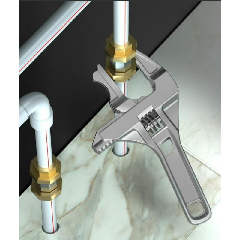 1pcs Adjustable Bathroom Wrench - Aluminum Alloy Multifunctional Universal Spanner for Pipe Nut and Screw Removal New