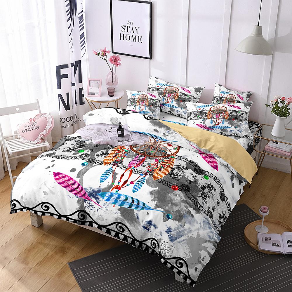 Bohemian Bedding Set Boho Flowers Duvet Cover Exotic Nationality Pillowcases Queen King for Woman Couple Bedroom Decorations
