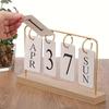 1PC Classic Wooden Calendar, Flip-page Calendar, Displaying The Month and Date, Perfect for Decorating Your Desk or Home with A Gold Border