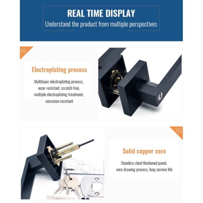 Anti-theft Door Lock Set Tubular Lever Cylindrical Door Lock Indoor Room Door Mechanical Lock