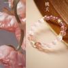 Peach Blossom Natural Pink Crystal Strawberry Crystal Bracelet for Women, New Chinese Style White Crystal Fortune Bead Peach Blossom Attracting