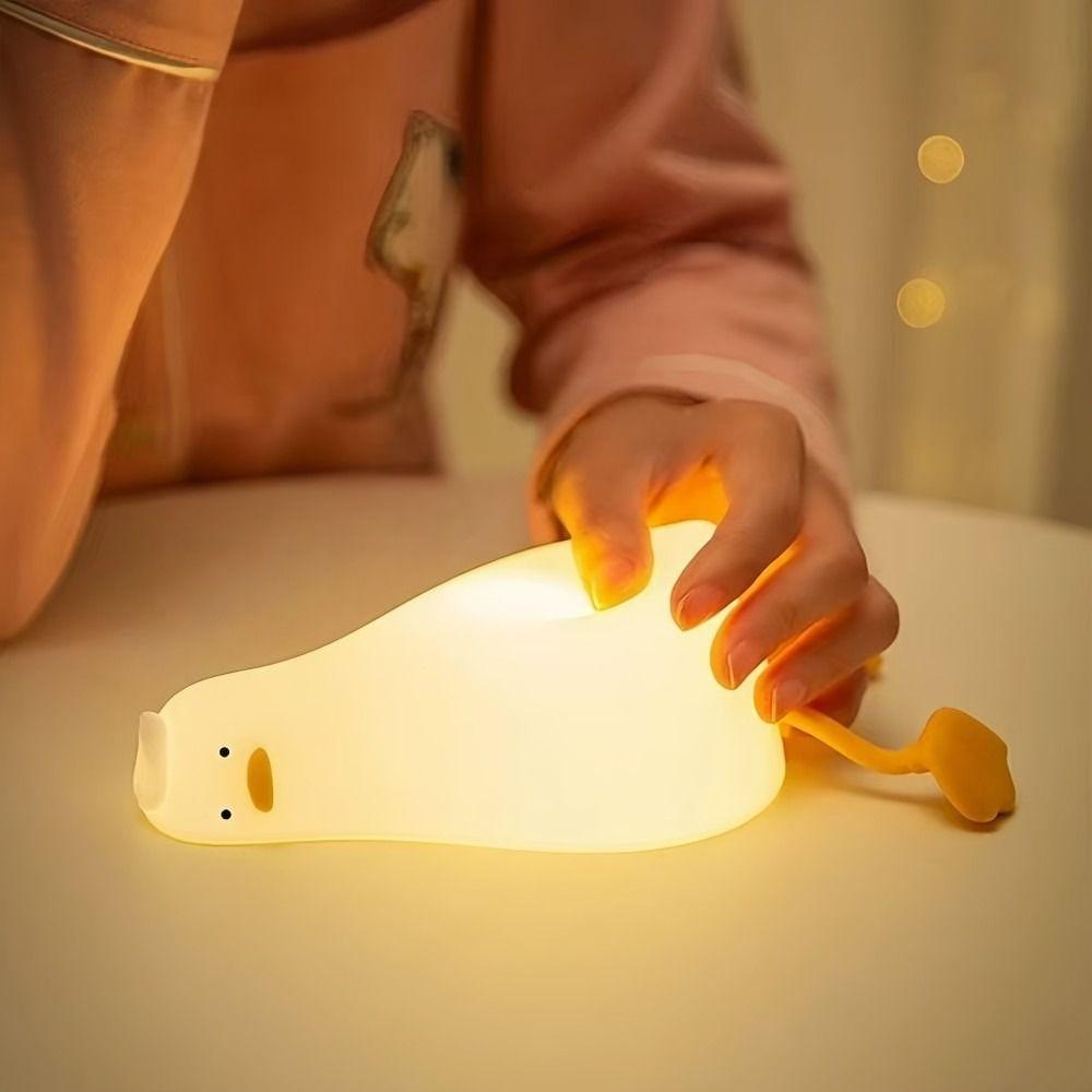 Cute Rechargeable LED Night Light Duck Panda Touch Sensor Lamp with Timer Warm Light Animal Table Lamp Bedroom Decor Kid Gift