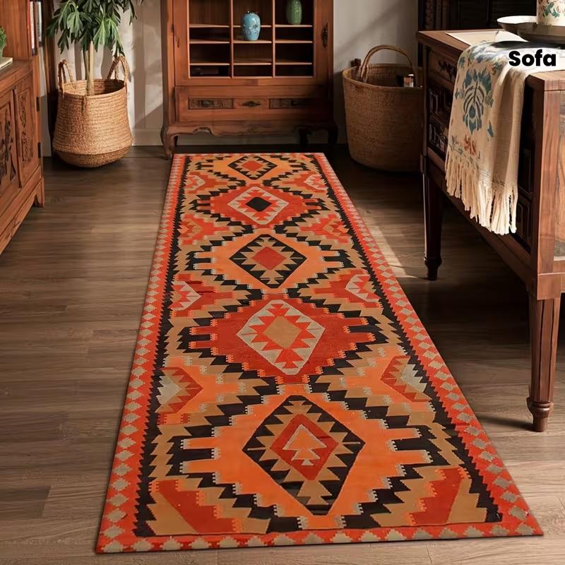 

Long Strip Carpet Red and Black Diamond Carpet Living Room Carpet Sofa Bedroom Carpet Outdoor Carpet Home Decoration Carpets 40X120CM