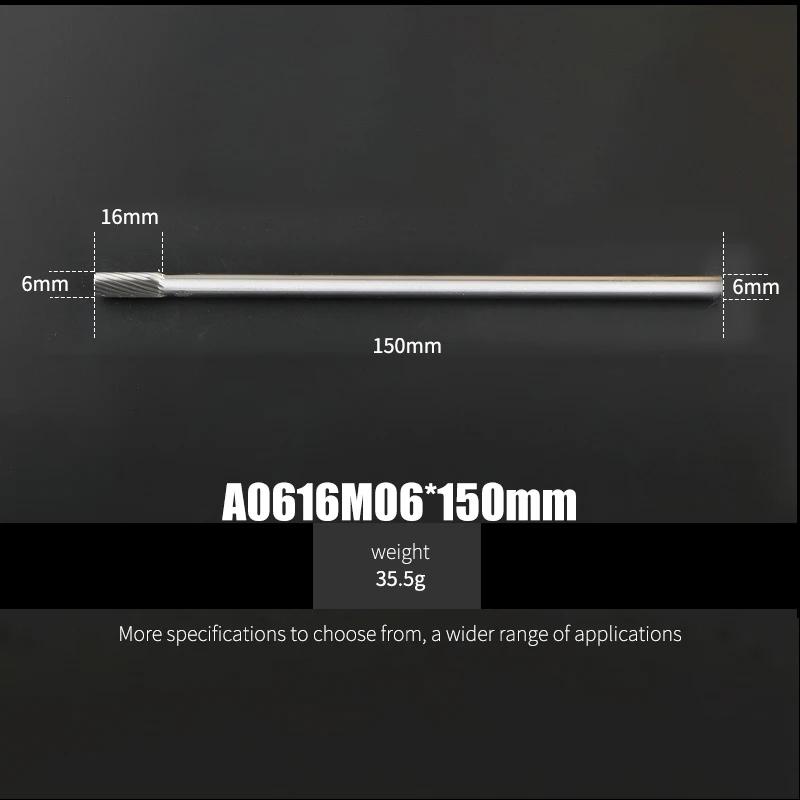 150mm Length 1Pcs Tungsten Carbide Rotary Files Cylindrical Round Sharp Type 6mm 8mm 10mm Woodworking Metal Milling Cutter