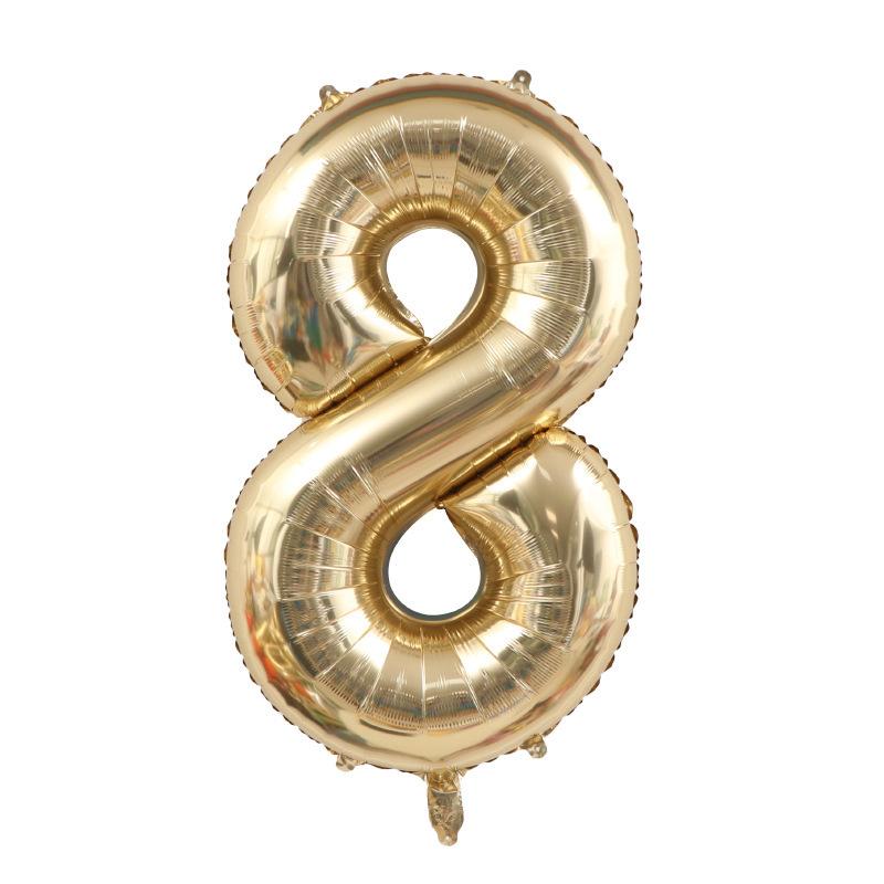 1PCS 40 Inch Large White Gold Light Gold Digital Foil Balloon for Girls' Birthdays Helium Big Number0-9 Balloon Decoration