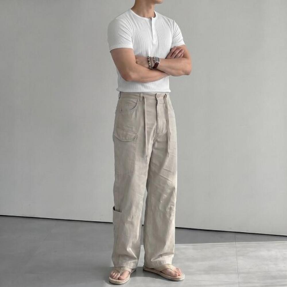 Onl Men S Henry Neck Cropped Semi muScle FiT T ShirT