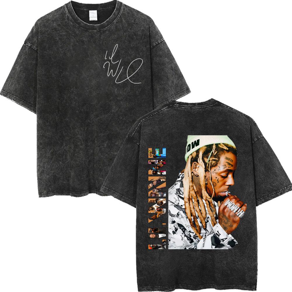 Vintage Washed Rapper Lil Wayne Graphic T Shirts Men Women High Quality Fashion Oversized Tshirts Summer Casual Cotton Tshirt