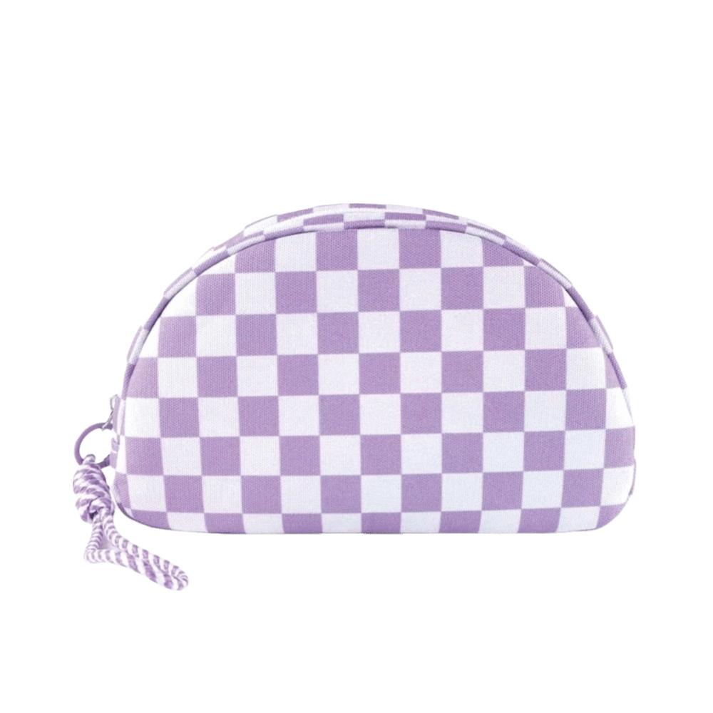 with Hand Strap Checkered Pattern Cosmetic Bag Waterproof Toiletry Bag Makeup Organizer Travel