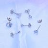 Stainless Steel Zirconia Four-Prong Round Stud Earrings - Trendy European & American Jewelry Accessories