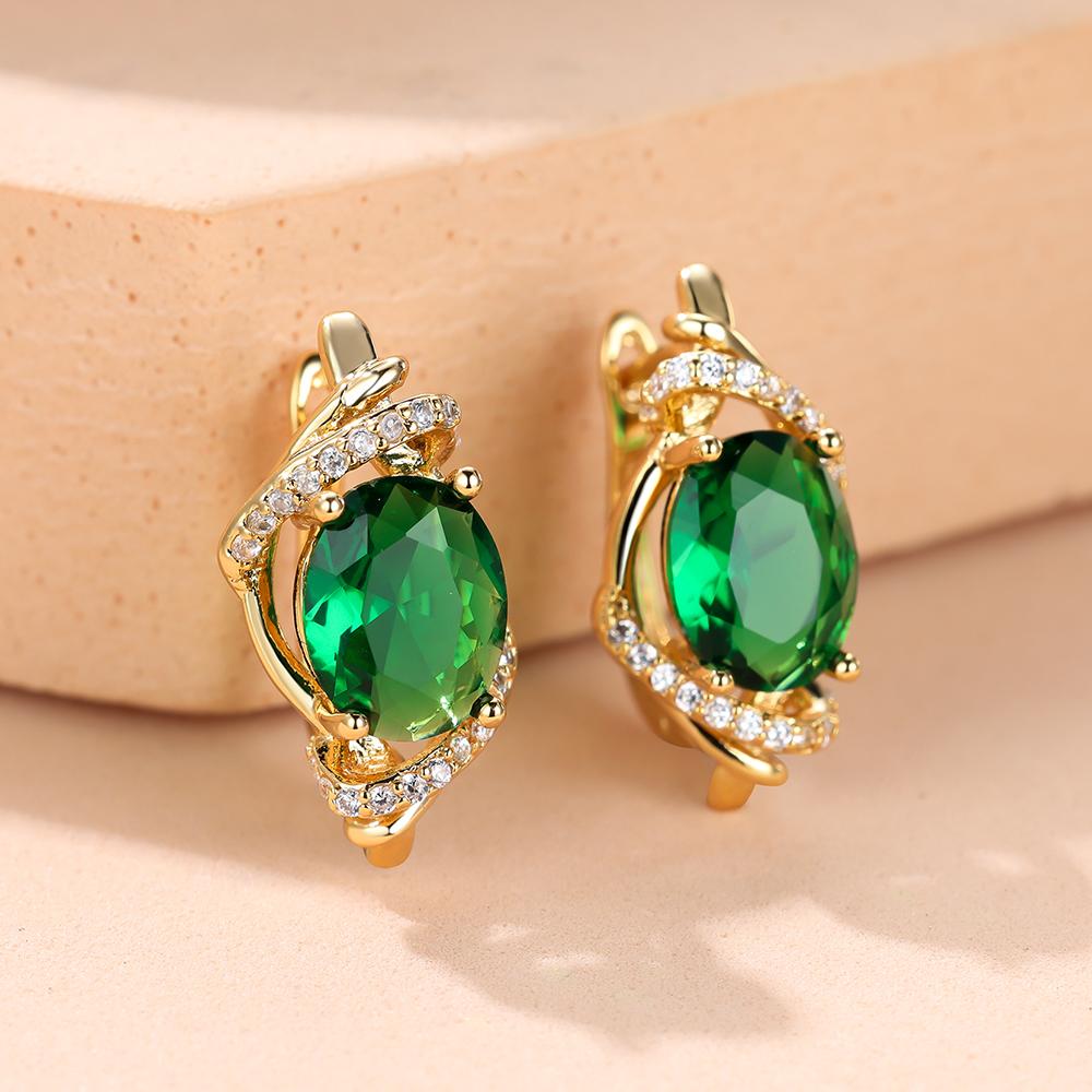 Owalne Zielone Niebieskie Różowe Żółte Czerwone Kamienie Vintage Kolczyki Koła Dla Kobiet Złoty Kolor Ślubne Zapięcia do Uszu Biżuteria Zaręczynowa Prezent