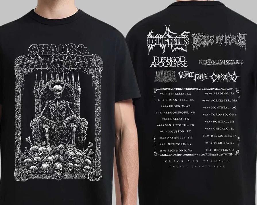 Chaos And Carnage 2025 Tour Merch White Skull King Two Sided T-Shirt All S-5XL Unisex T-Shirt