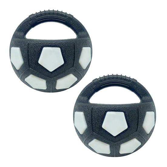 

2 шт. Игрушка для собаки Мяч Дизайн гири Резиновый пищащий мяч с ручкой Интерактивная игрушка для бросания и апортировки для собак средних и крупных пород Игра Упражнение C
