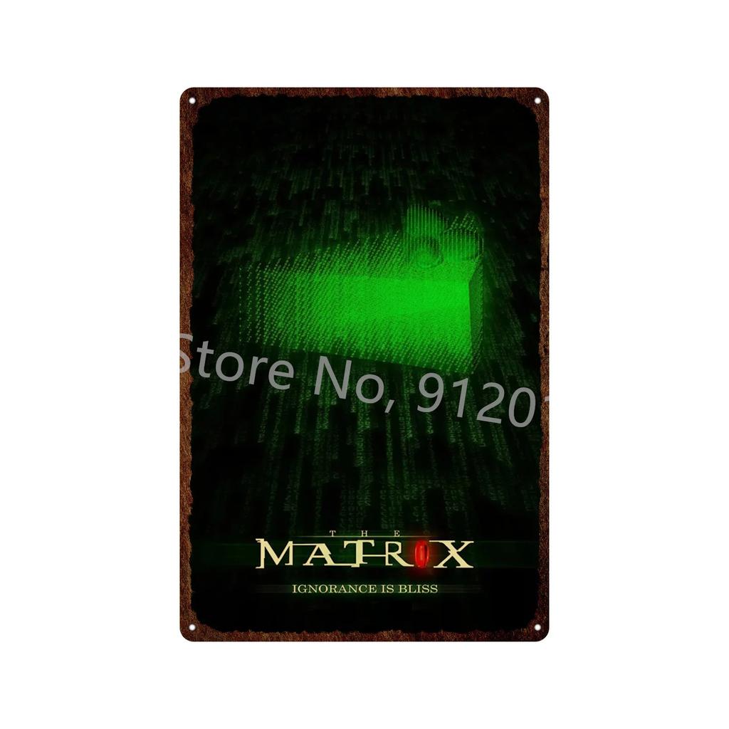 Vintage The Matrix Metal Tin Sign Poster  Classic Movie Wall Plaque for Bar Pub Club Man Cave Home Decor  Retro Iron Painting