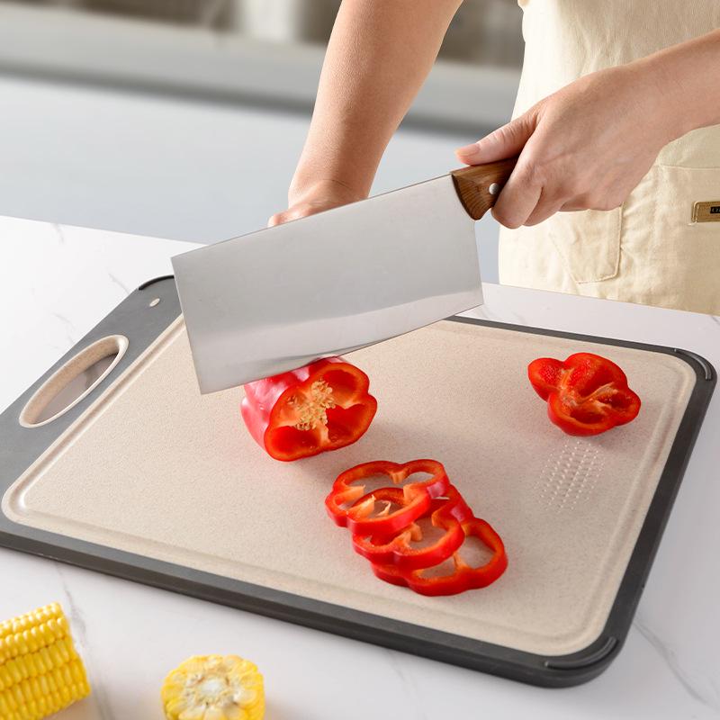 Dual-Sided Titanium & Stainless Steel Cutting Board with Wheat Straw 304