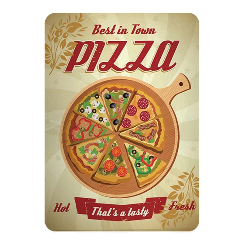 Pizza Schild Retro Blechmalerei Vintage Metallbild Wanddekoration Für Pizzeria Restaurant Esszimmer