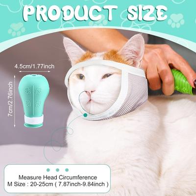 Hillban Cat Muzzle for Grooming with 4 Silicone Boots Breathable Transparent Face Guard Silicone Cat Claw Covers Anti Scratch Booties To Prevent