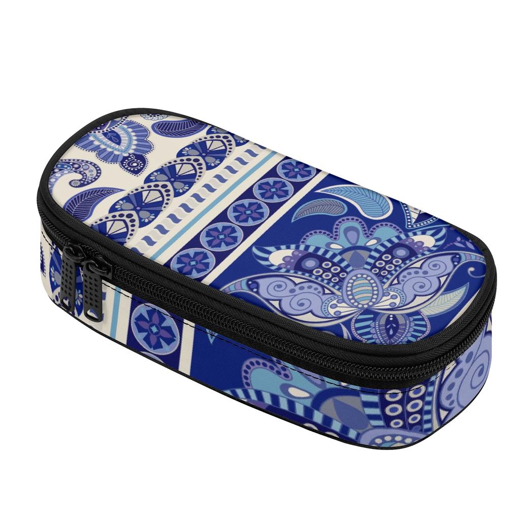 Pen Case Multi Compartment Durable 300D Polyester Easy Open Zipper with Mesh Pocket Removable Divider and Pen Slots for Students