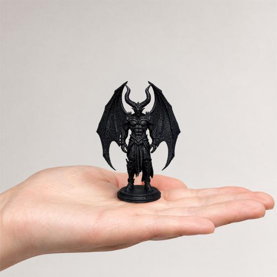 Demon Angel Statue with Armor And Wings, 3D Printed Gothic Sculpture for Desk Shelf, Dark Fantasy Home Decor, Halloween Gift for Men