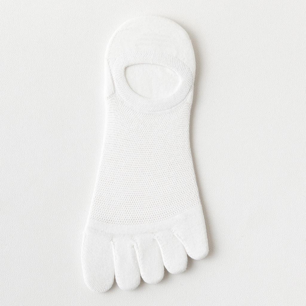 Women's Antibacterial Breathable Cotton Toe Socks - Low-Cut Invisible Boat Style