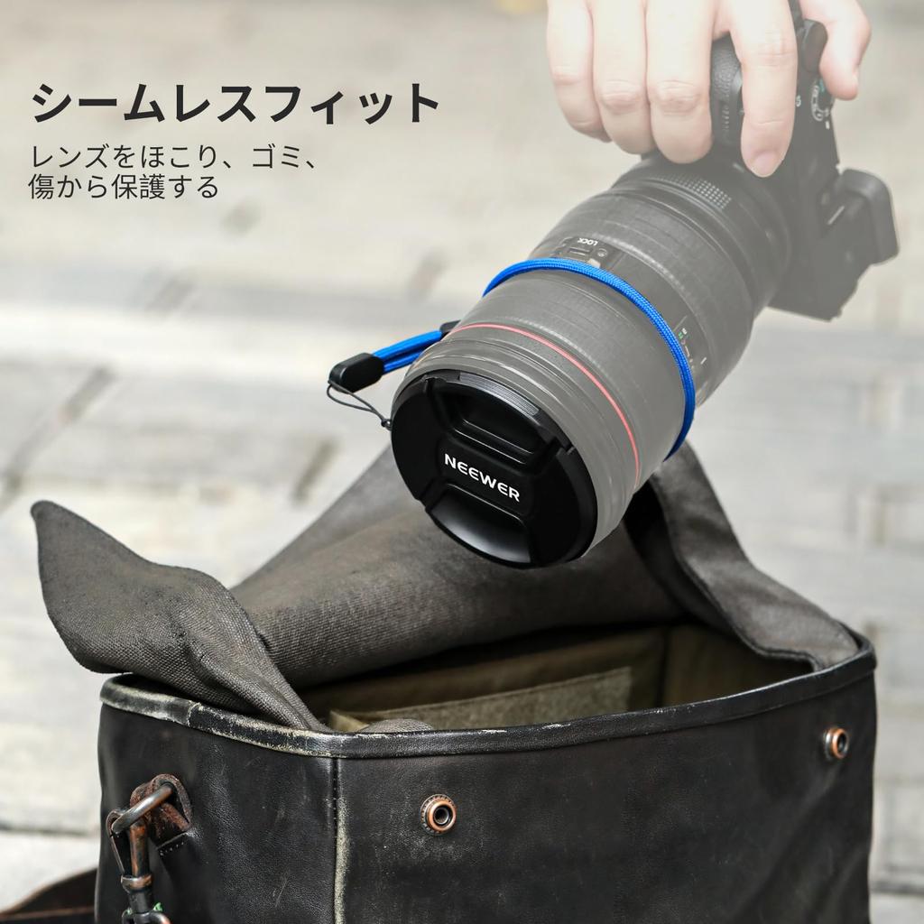 NEEWER 62mm Lens Cap Made of Inner and Cleaning Cloth Lens Protector Lens Compatible with Universal Cameras Set, 2-Piece Set, ABS, Waterproof,