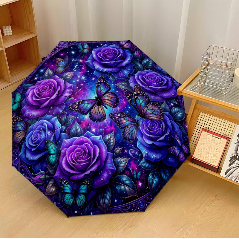 

Cosmic Floral Geometry Theme Automatic Umbrella Compact 8-Rib Design Sturdy Construction Durable Everyday Carry Umbrella Stylish Accessory