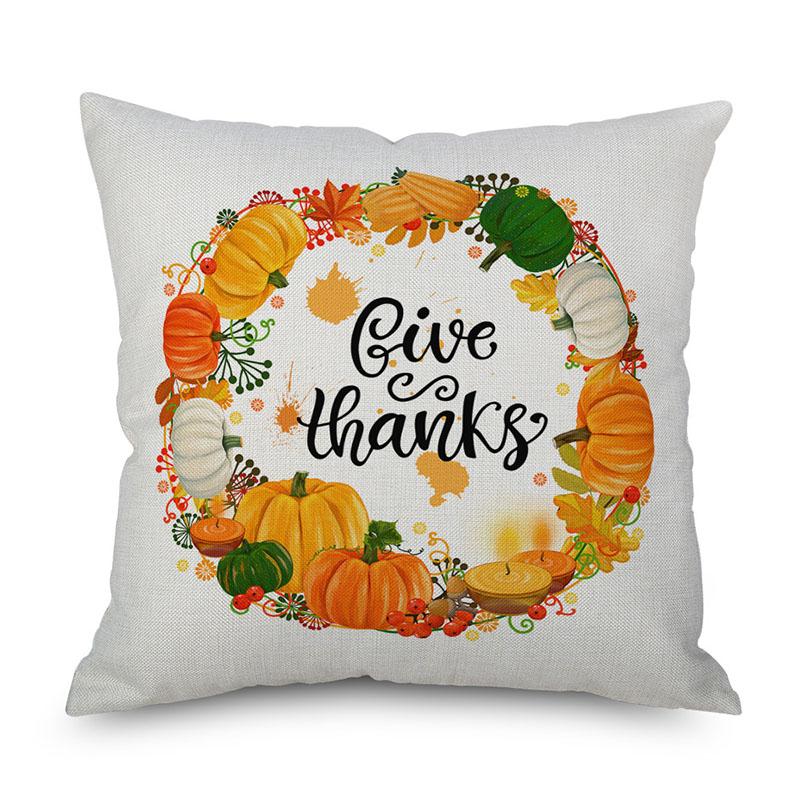 Thanksgiving Throw Pumpkin Pillow Cover Pillowcase Decorative Sofa Cover Cushion