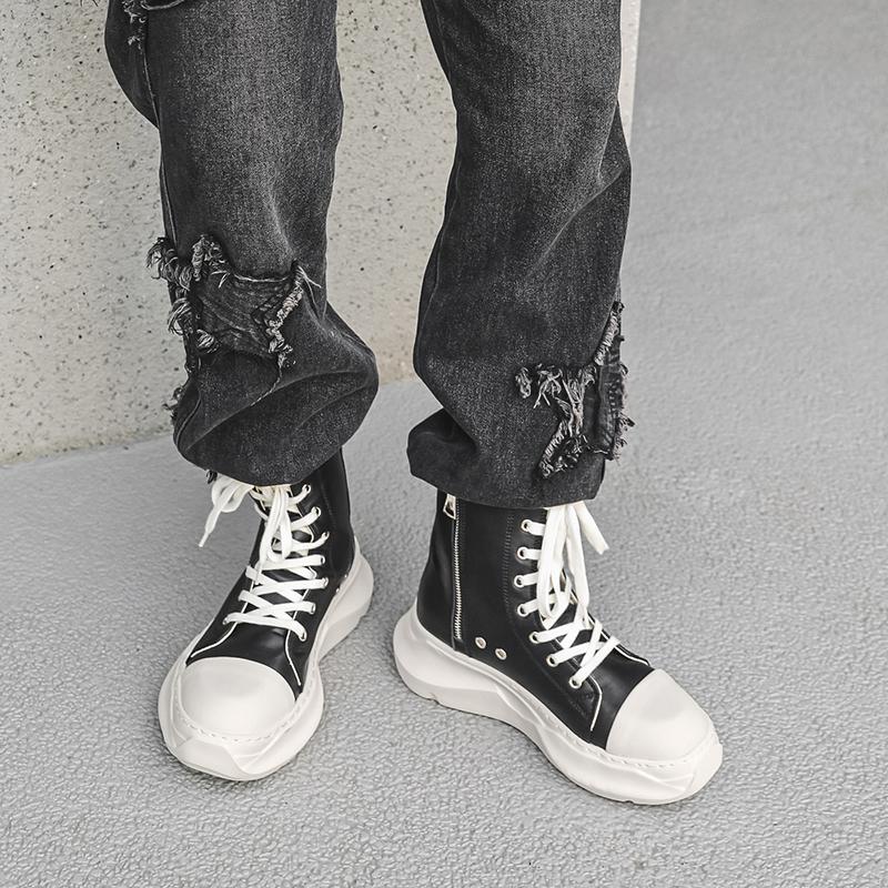 Utomhussko med halkskydd och slitstyrka, moderiktiga och avslappnade ankelkängor med tjock sula, högkvalitativ vandringskänga i mocka för män