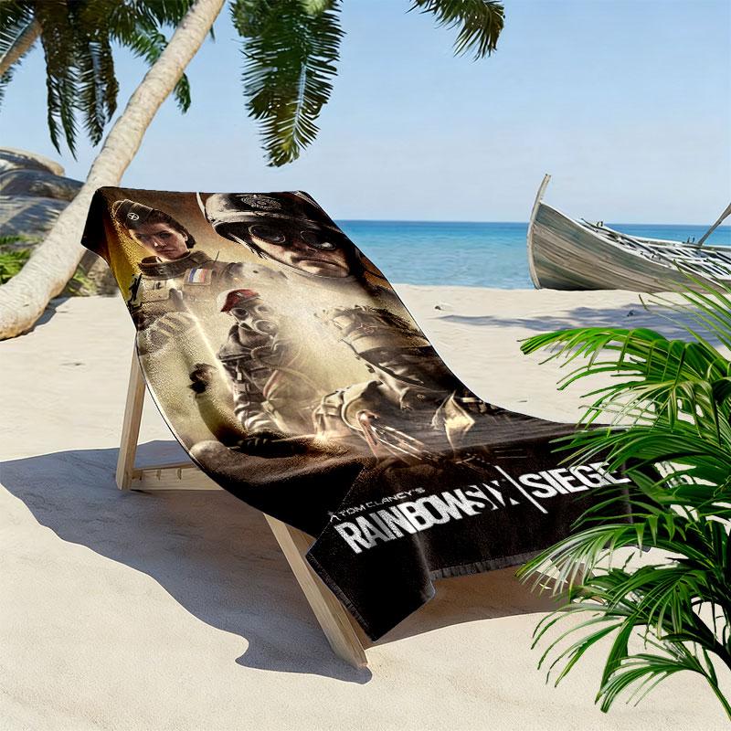 R6S Print Beach Towel, Large Soft Quick Dry Towel for Beach Camping Swimming