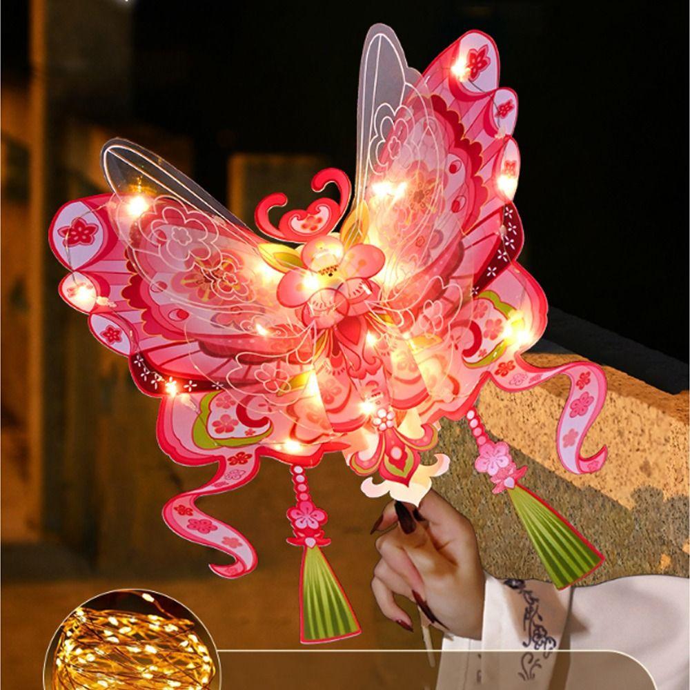 Cartoon Butterfly Wing Lantern Traditional Craft Unfinished Portable Lantern Handmade Blessing Antique Lantern Festival Gift